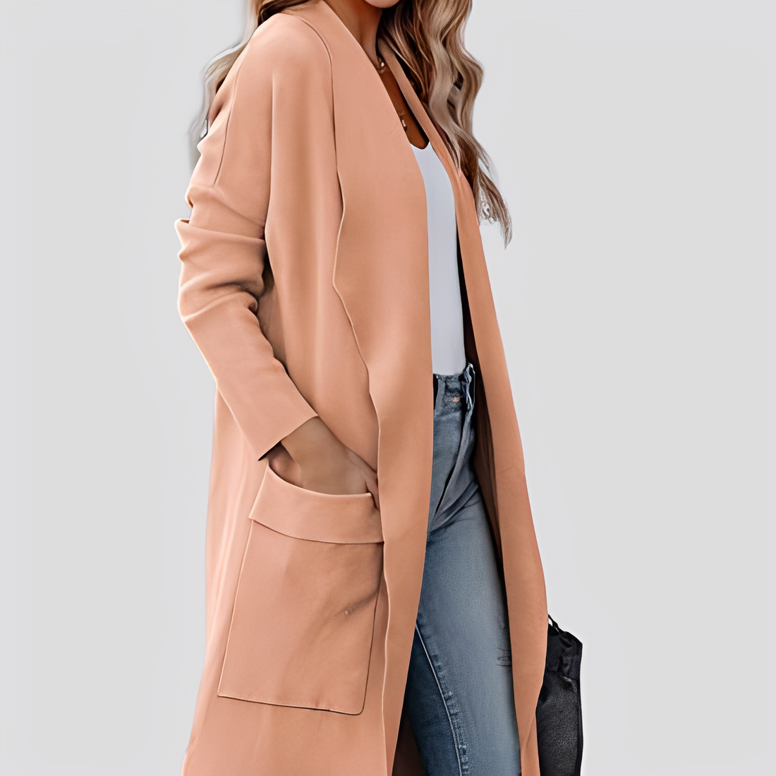 Chantal - Komfortable lange Tweed-Strickjacke für Damen
