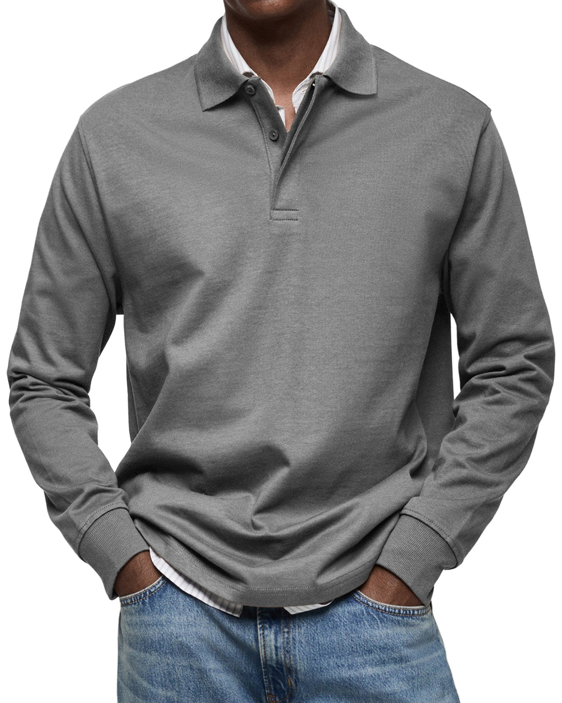 Dewey - Einfaches Poloshirt mit langen Ärmeln für Herren