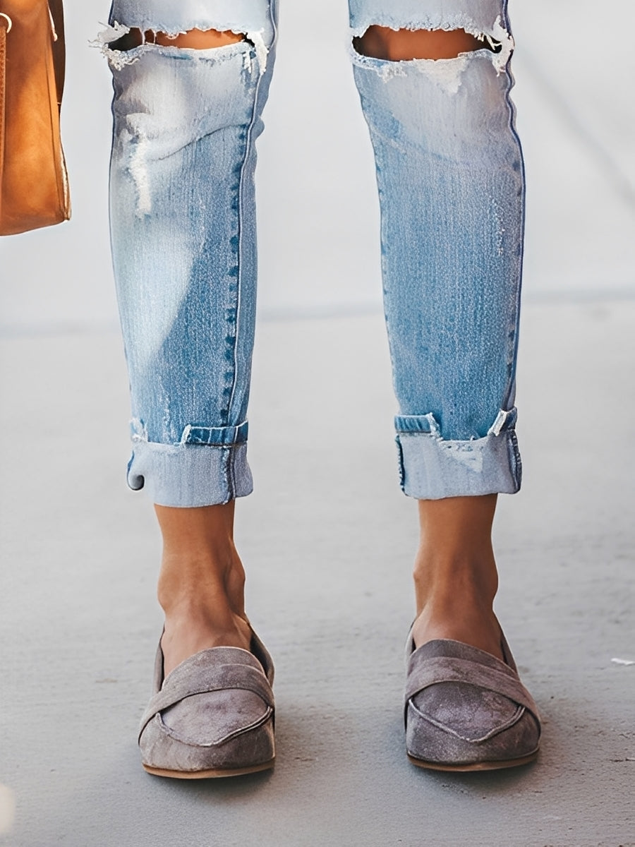 Christal - Schicke Wildleder-Loafer mit spitzer Spitze für Damen