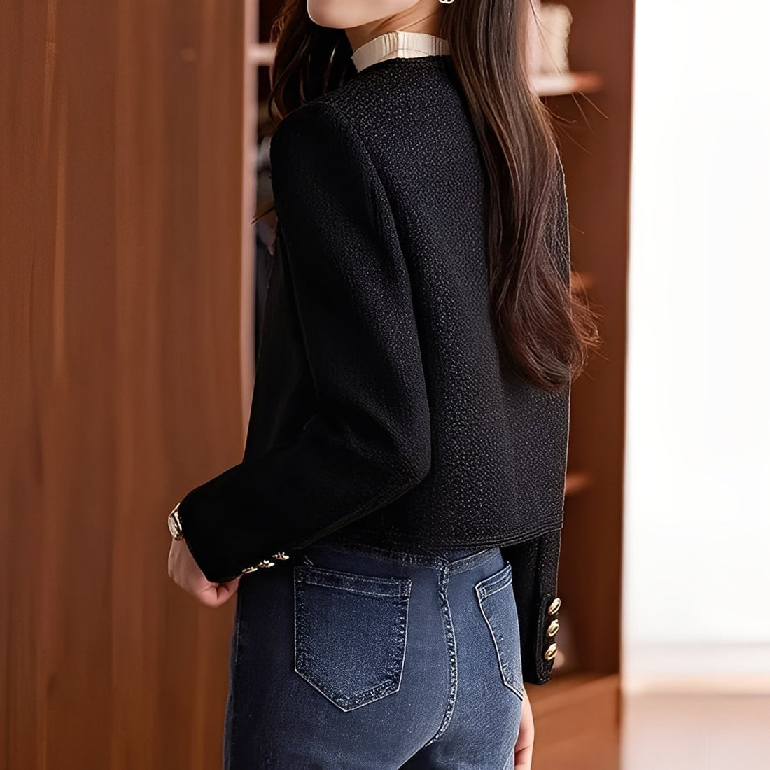 Trecia - Modische kurze Damen-Tweedjacke