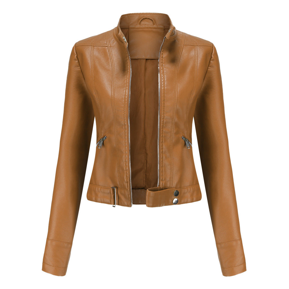 Madeline - Trendige Damen-Lederjacke mit Stehkragen