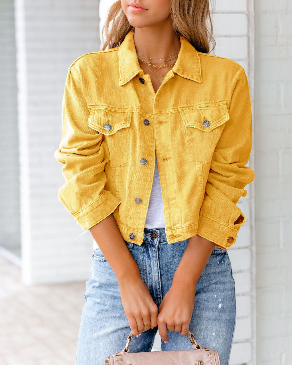 Paulene - Trendige Jeansjacke mit Knöpfen und Taschen