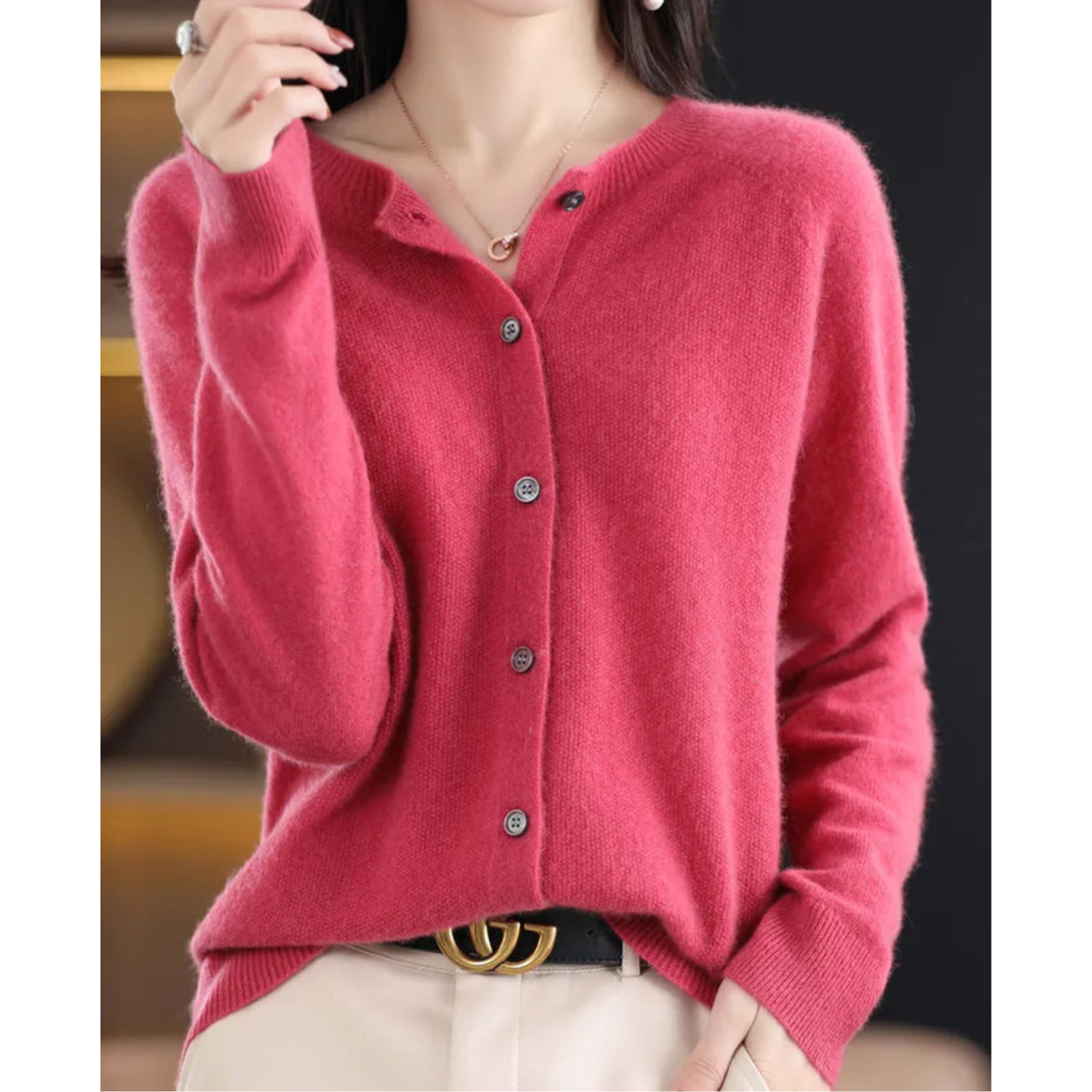 Mariví - Eleganter O-Hals Cardigan aus Wolle