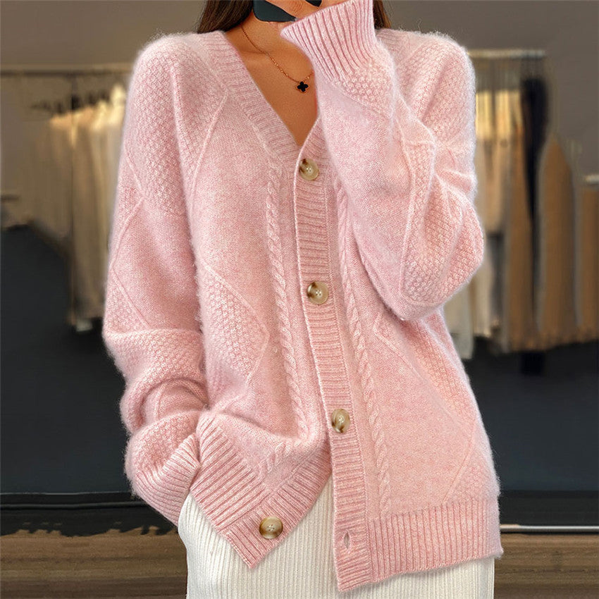 Jocelin - Locker gestrickte Jacke mit Brokatmuster für Damen