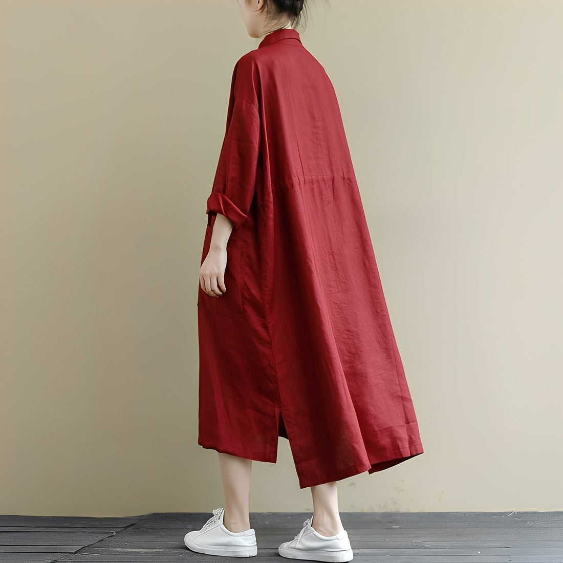 Chelsie - Groß geschnittenes Maxikleid mit Knöpfen für Damen