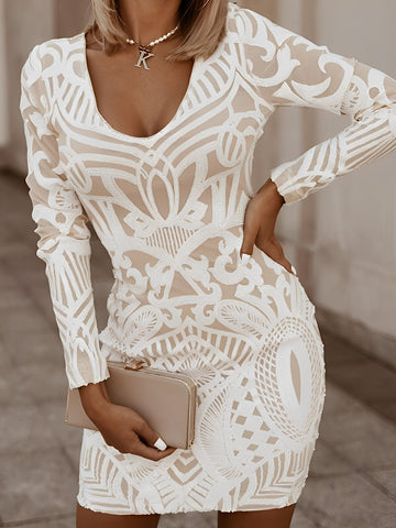 Felisha - Eng anliegendes Minikleid mit langen Ärmeln für Damen