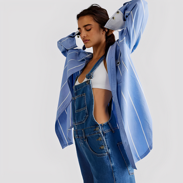 Mildred - Klassische, locker sitzende Damenjeans-Latzhose