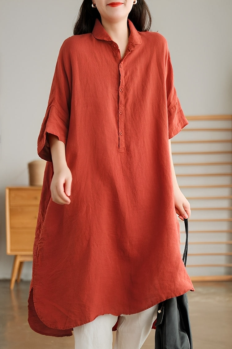 Krystina - Lockeres Leinenhemdkleid für Damen