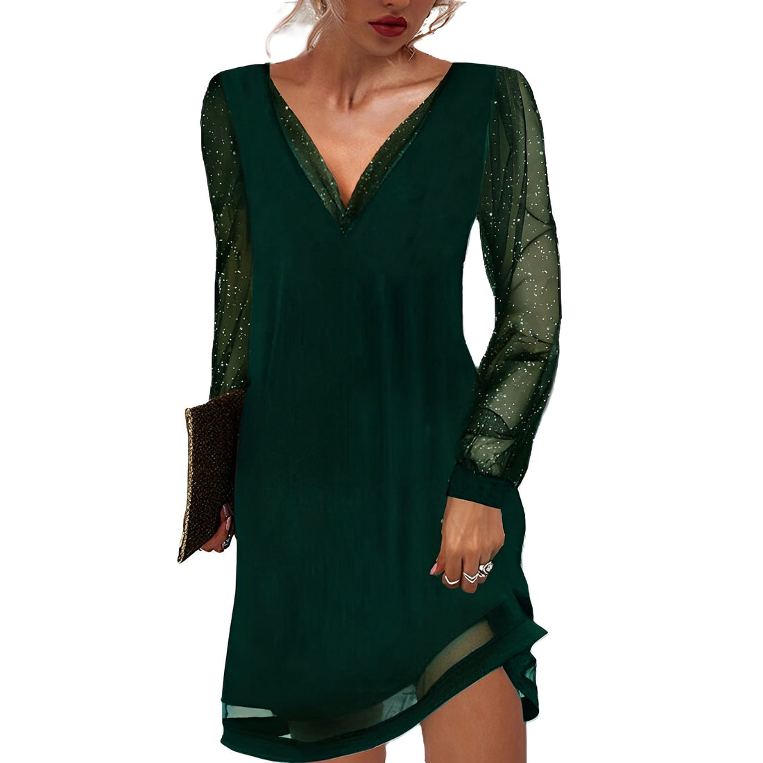 Annalee - Schickes Kleid mit durchsichtigen Ärmeln für Damen