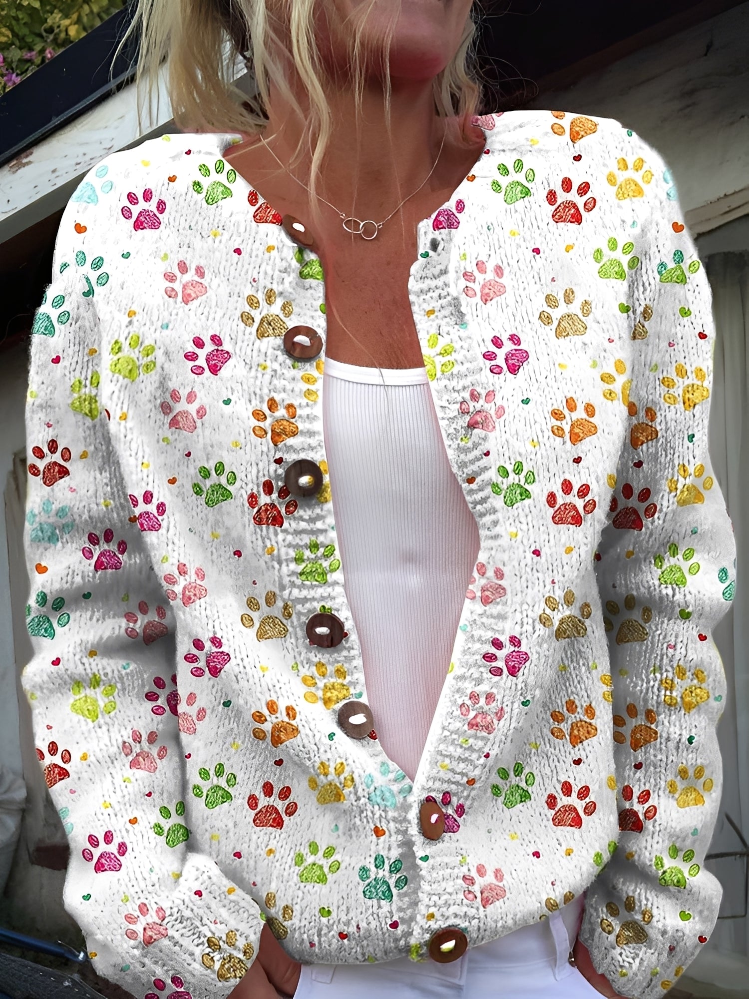 Kandace - Elegante Strickjacke mit Blumenmuster für Frauen