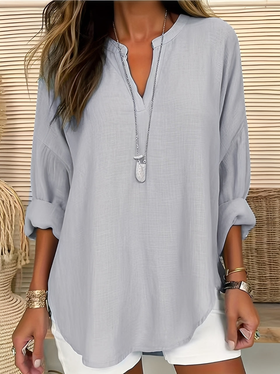 Colleen - Bequeme, lockere Bluse aus Leinen für Frauen
