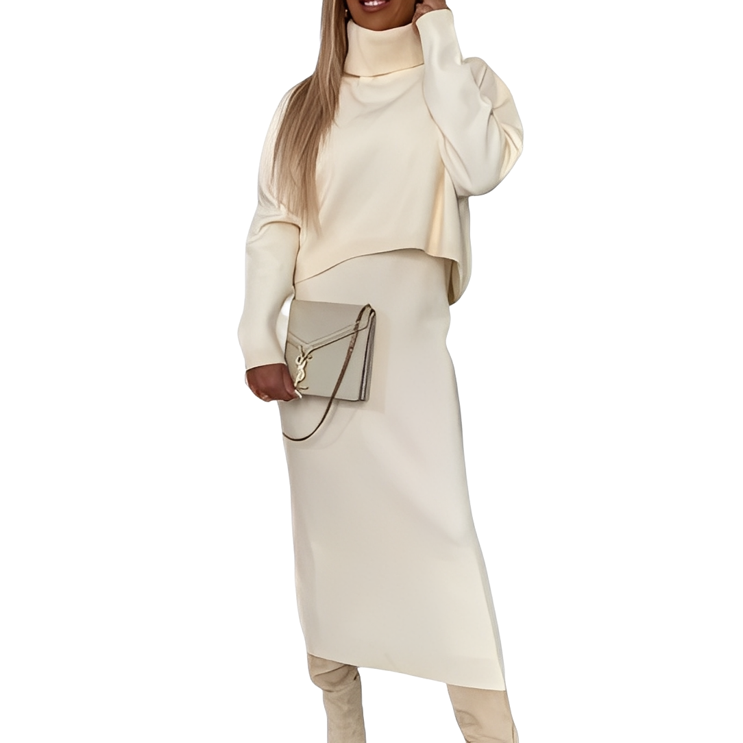 Natalee - Schickes Set aus Rollkragenpullover und Rock für Damen