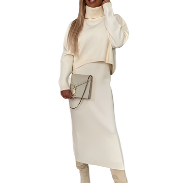 Natalee - Schickes Set aus Rollkragenpullover und Rock für Damen