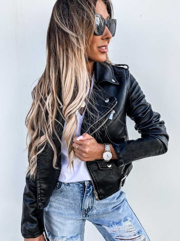 Alivia - Modische Lederjacke mit Reißverschluss für Damen
