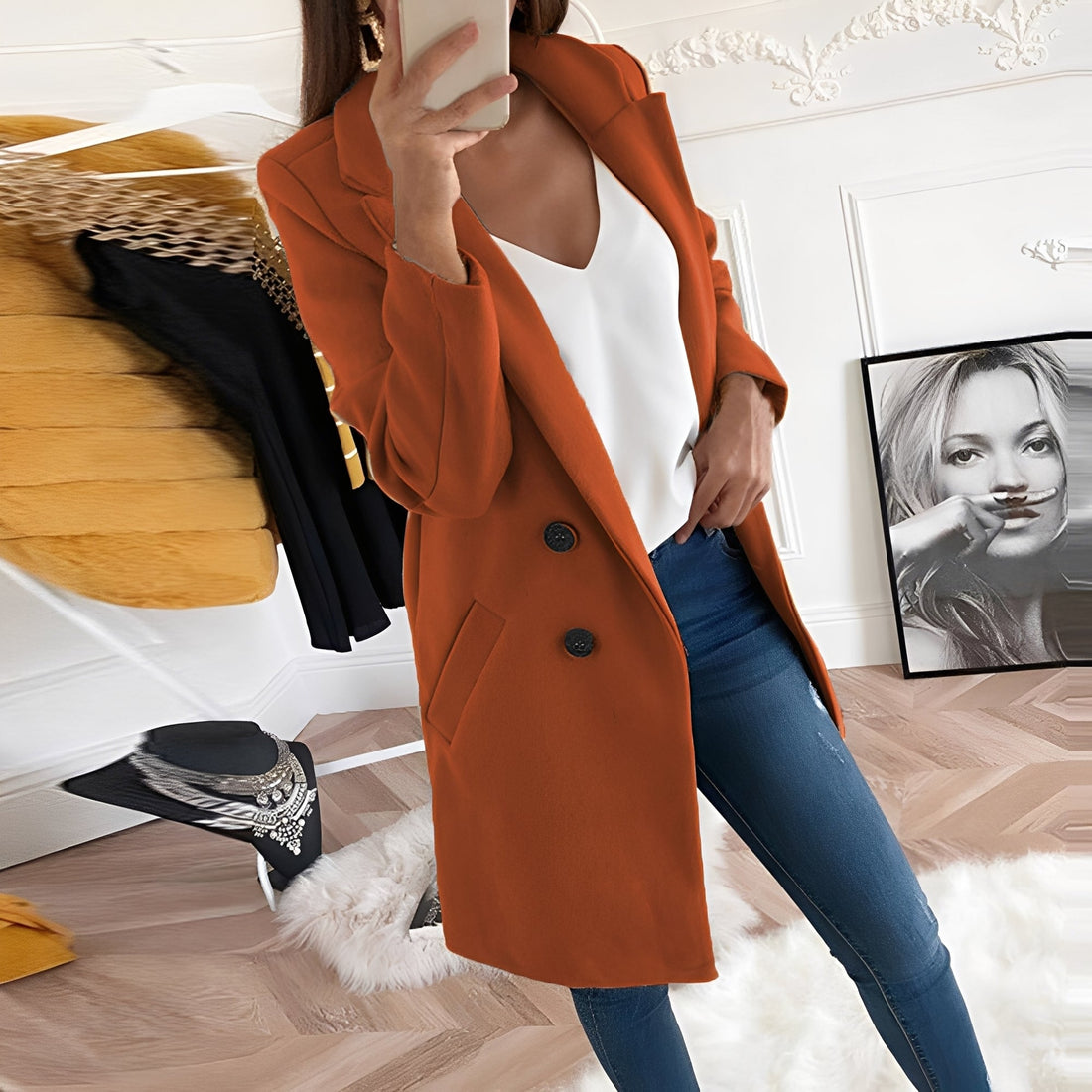 Tiffani - Schicker langer Damen-Wollmantel