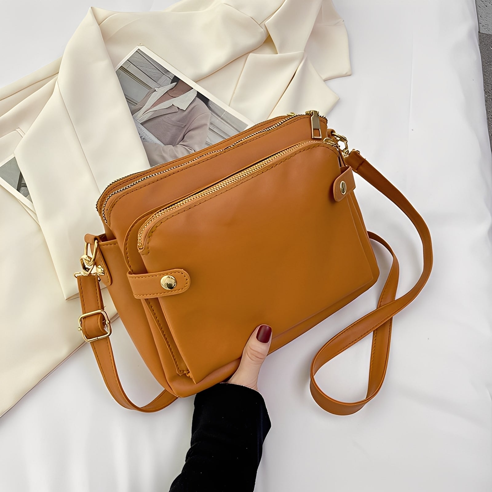 Michaela - Klassische Schultertasche aus Leder für Frauen