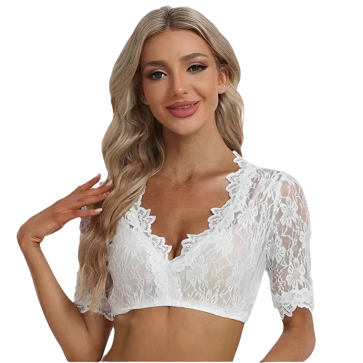 Bonnie - Schicke Oktoberfest-Dirndlbluse aus Netzstoff für Damen