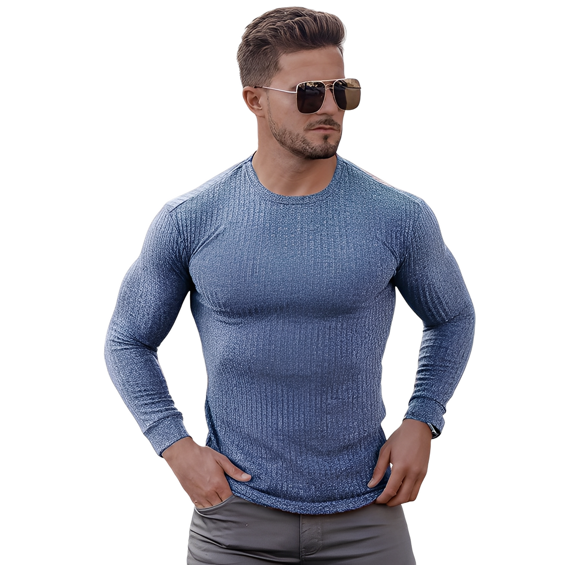 Wynne - Einfacher, eng anliegender Herrenpullover