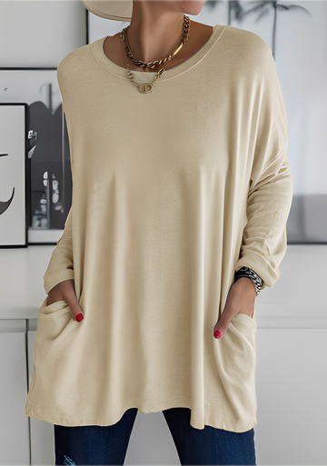Krystle - Lässiges Damenshirt mit langen Ärmeln und Taschen