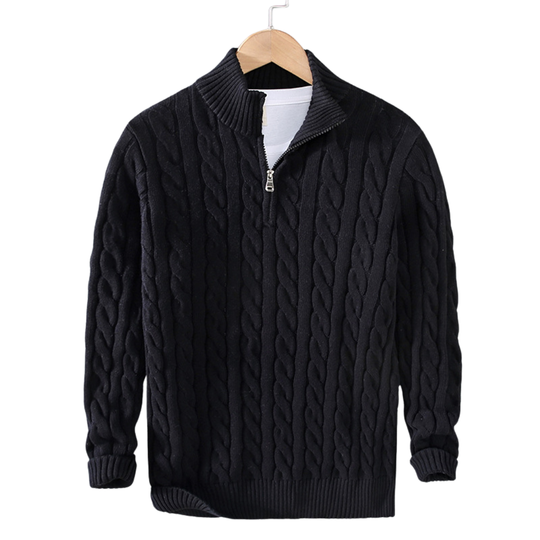 Corvus - Herren-Pullover mit Halb-Reißverschluss