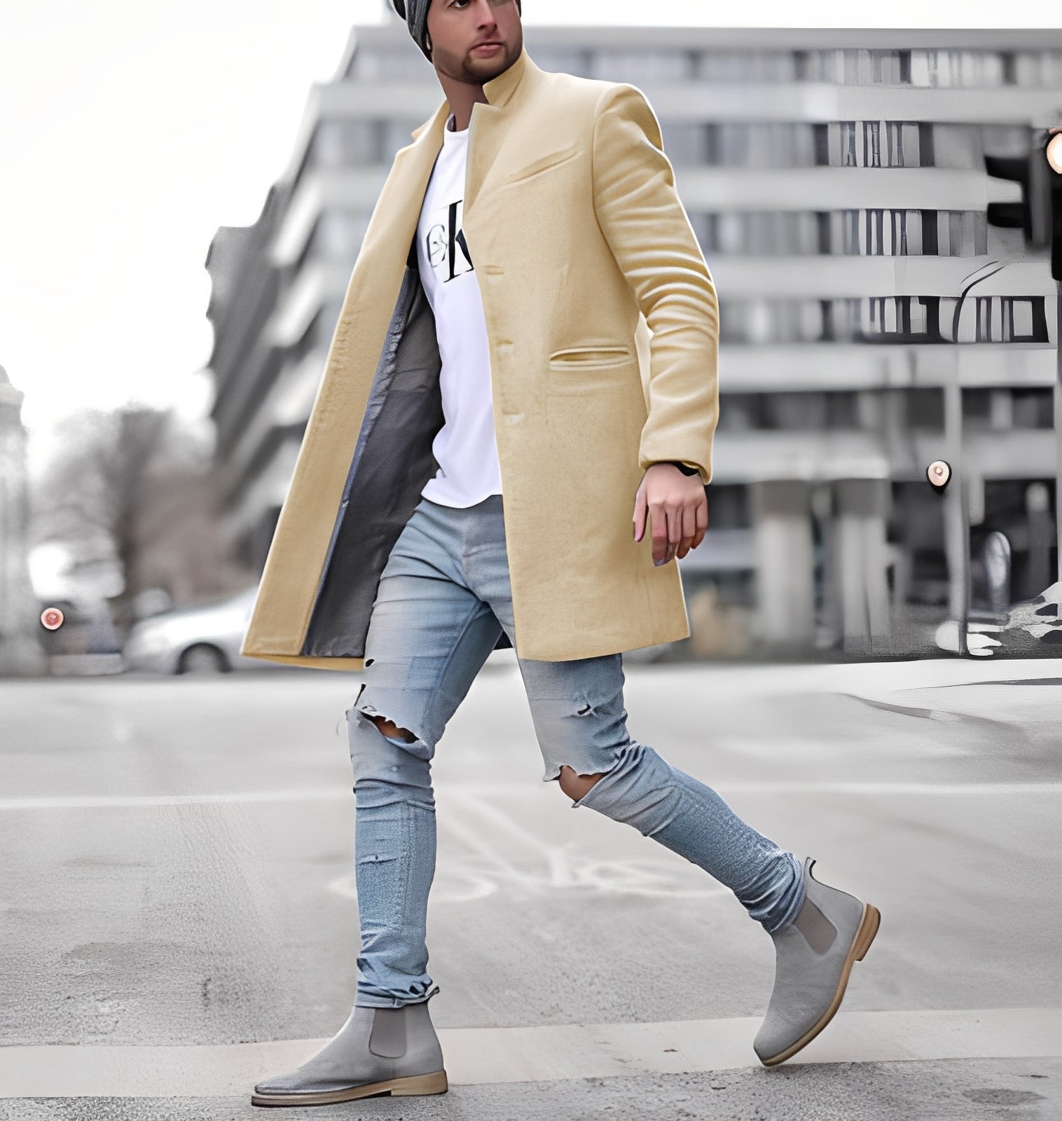 Cordell - Lässiger langer Herren-Wollmantel