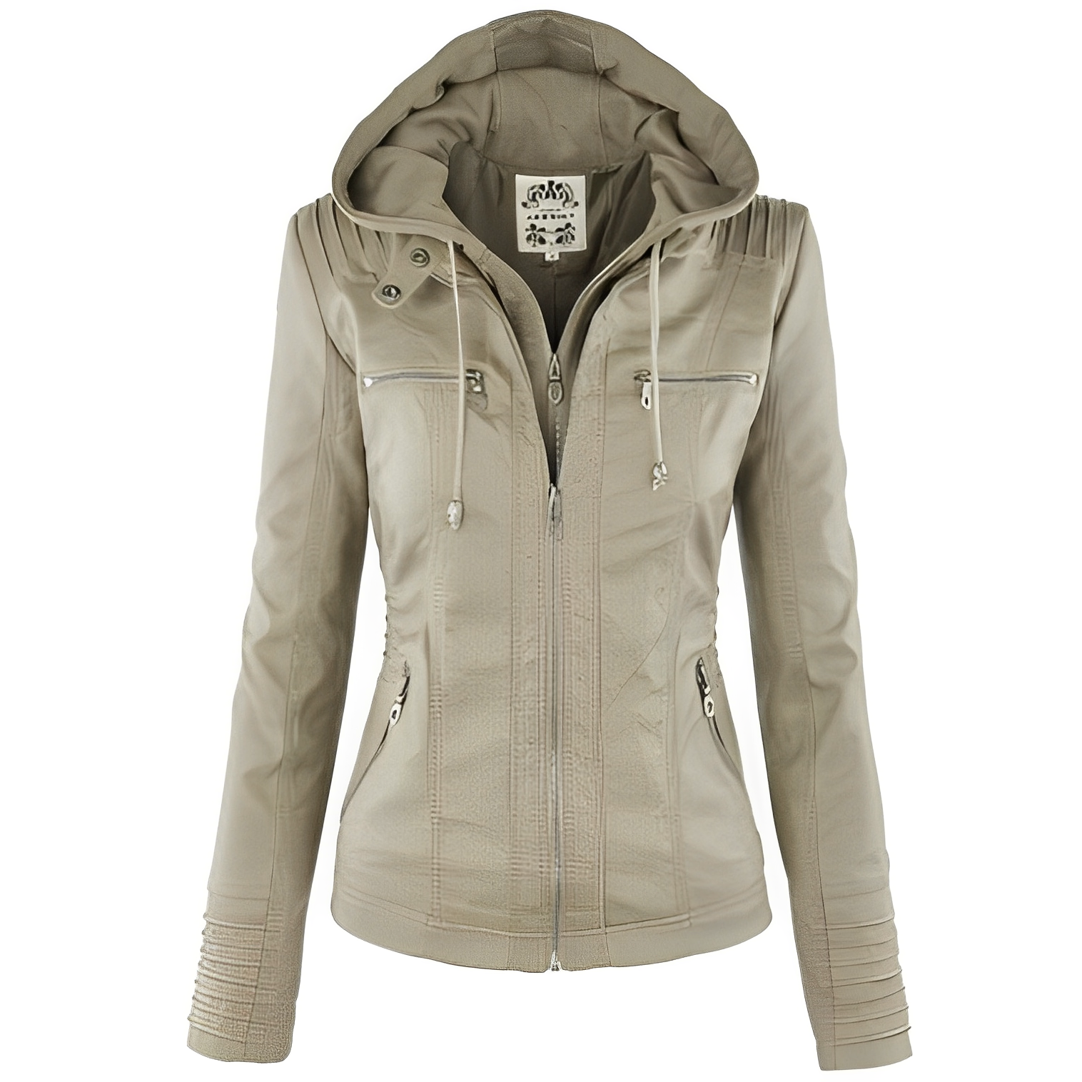 Janene - Bequeme, wetterfeste Lederjacke mit Kapuze für Damen
