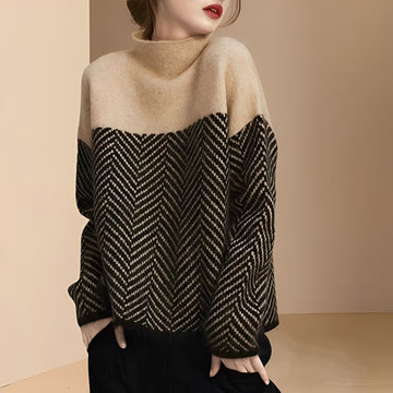 Antonia - Eleganter Patchwork-Strickpullover für Frauen