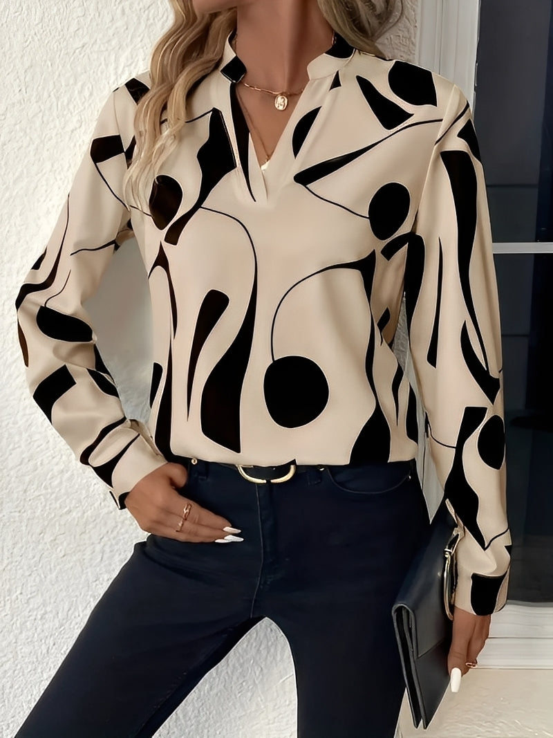 Melville - Elegante Damenbluse mit Muster und langen Ärmeln