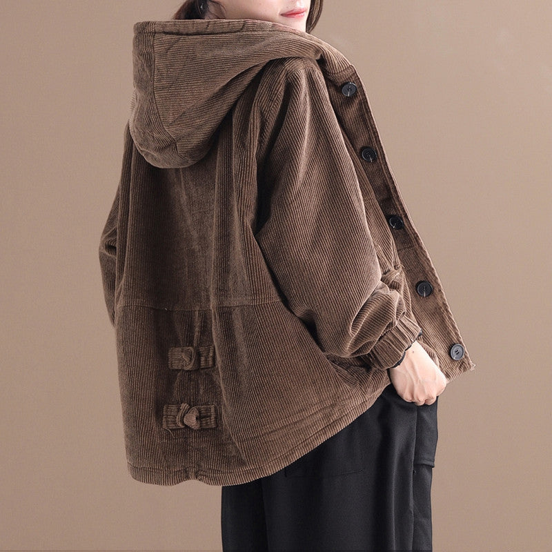 Rachel - Bequeme kurze Cordjacke mit Kapuze für Frauen