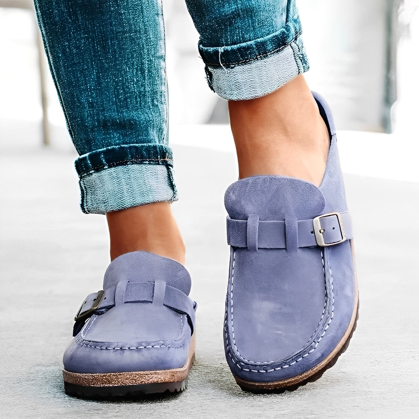 Briana - Damen Slip-On Sandalen mit Schnalle und Komfort