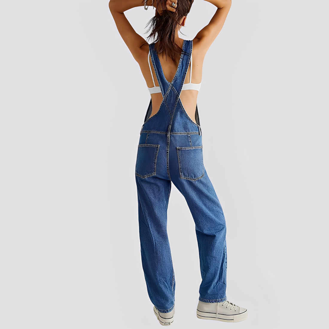 Mildred - Klassische, locker sitzende Damenjeans-Latzhose