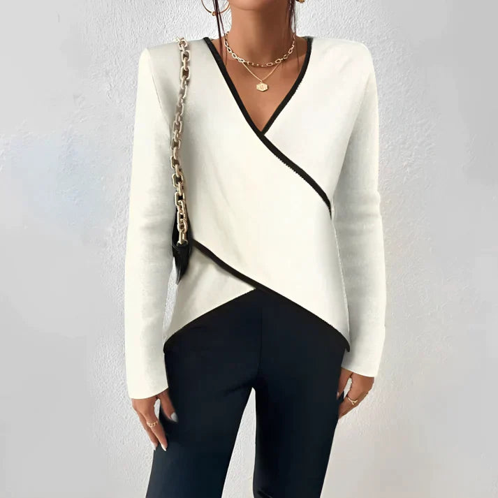 Freydis - Feminines Langarmshirt mit V-Ausschnitt