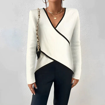 Freydis - Feminines Langarmshirt mit V-Ausschnitt