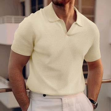 Harley - Einfaches Herren-Poloshirt mit kurzen Ärmeln und Waffelmuster
