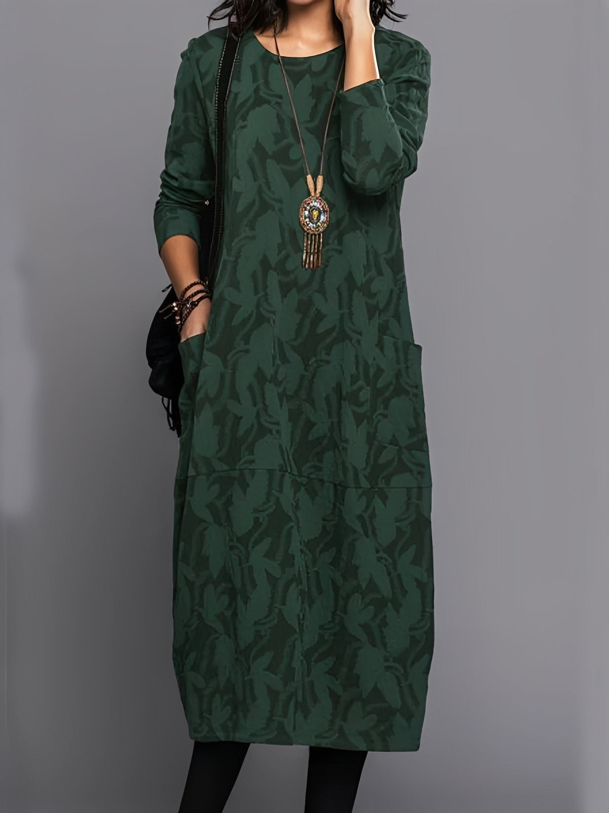 Kadence - Schickes Langarmkleid mit Muster für Frauen
