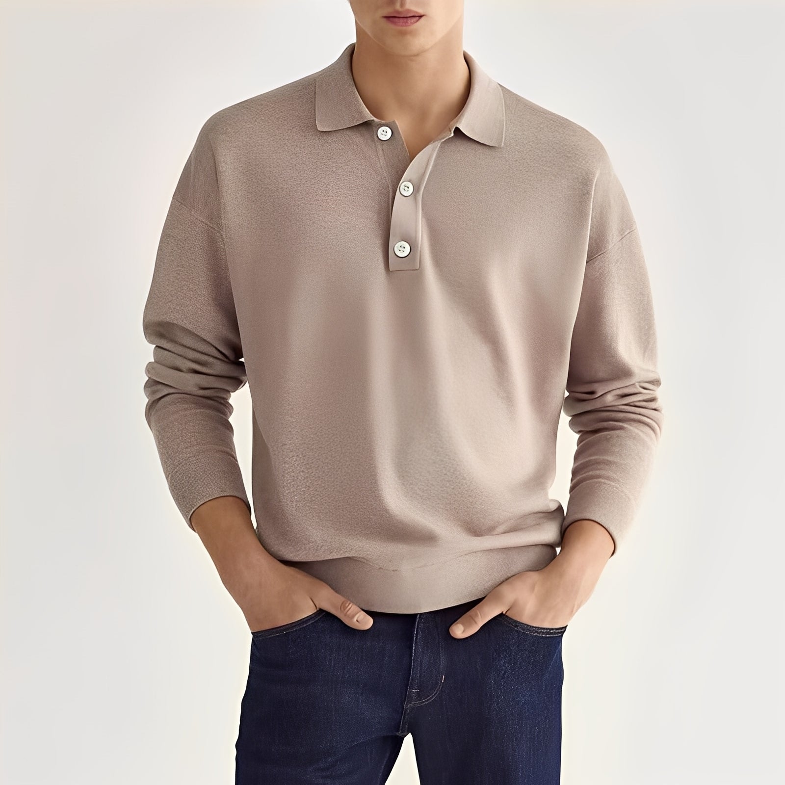 Dominic - Komfortables Langarm-Poloshirt für Herren