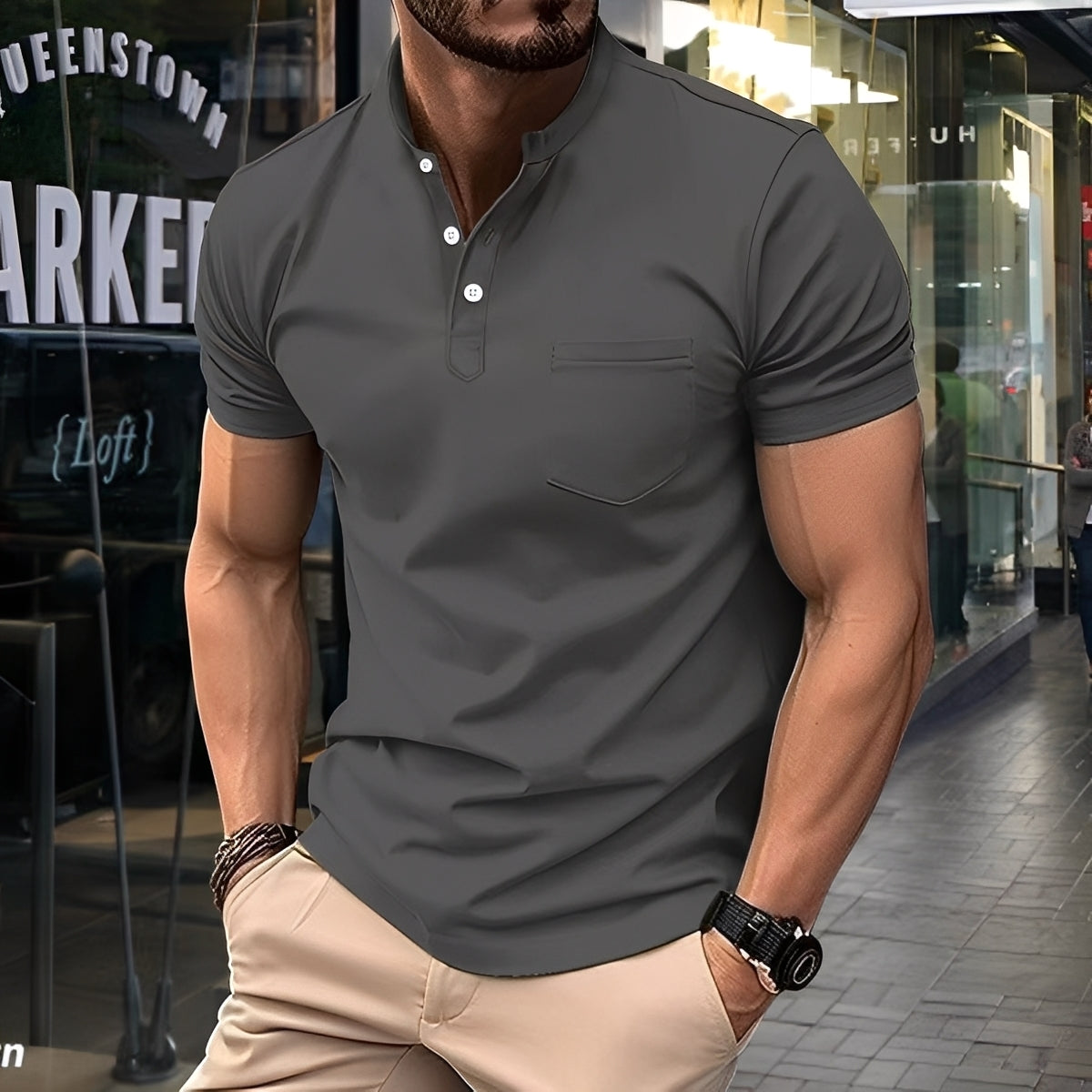 Darwin - Bequemes, leichtes Poloshirt mit halbem Kragen für Herren