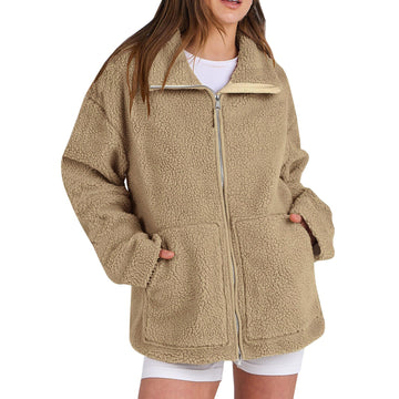 Adamina - Weicher Wollmantel mit hohem Kragen für Damen