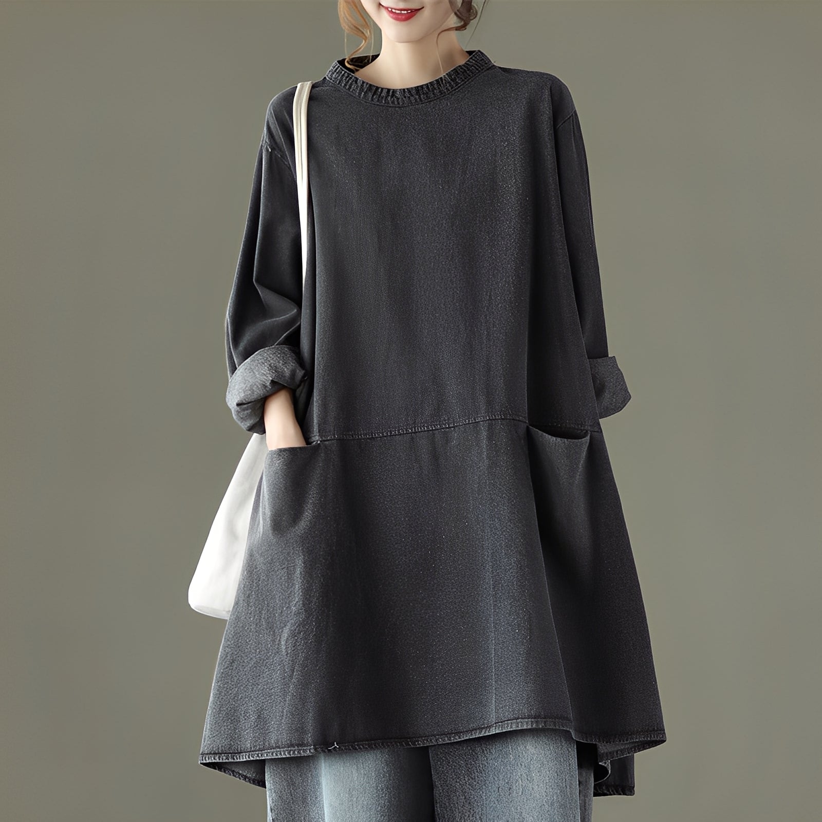 Valerie - Bequemes Maxikleid aus Jeans mit Taschen für Frauen