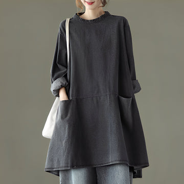 Valerie - Bequemes Maxikleid aus Jeans mit Taschen für Frauen