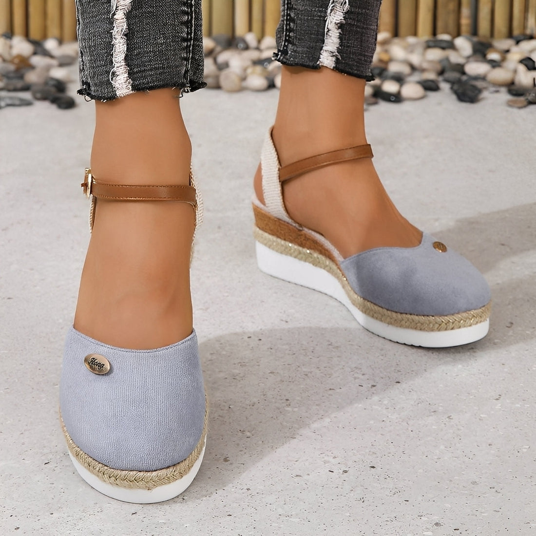 Elinor - Bequeme Damen-Keilsandalen aus Hanf