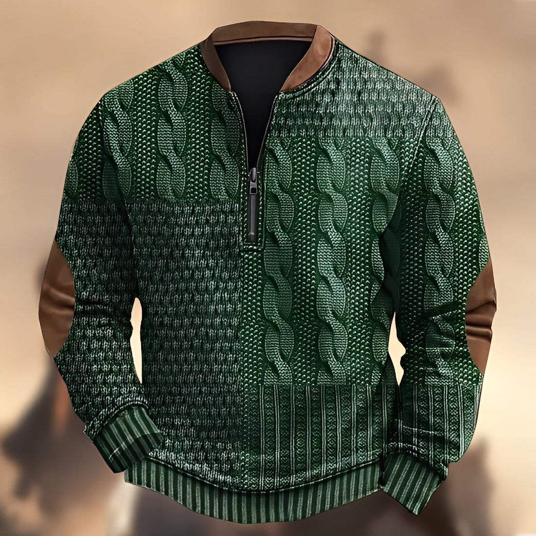 Edmund - Bequemer bedruckter Herrenpullover mit Reißverschluss
