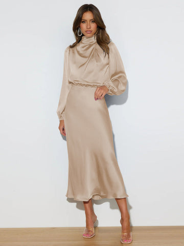 Danica - Schickes Damenkleid mit Neckholder und langen Ärmeln