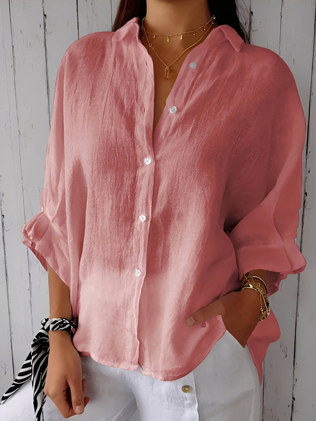 Griselda - Weites Shirt aus Baumwoll-Leinen für Frauen