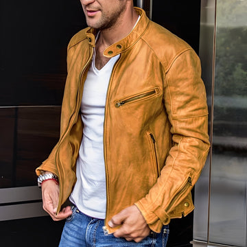 Hayden - Klassische Jacke aus Leder mit Taschen und Reißverschluss für Männer