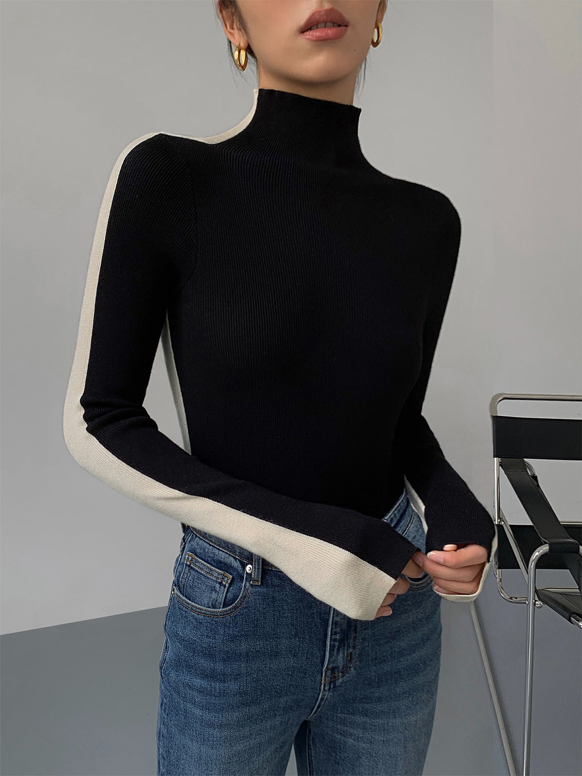 Tabea – Zwei-Farbiges Wendestricktop