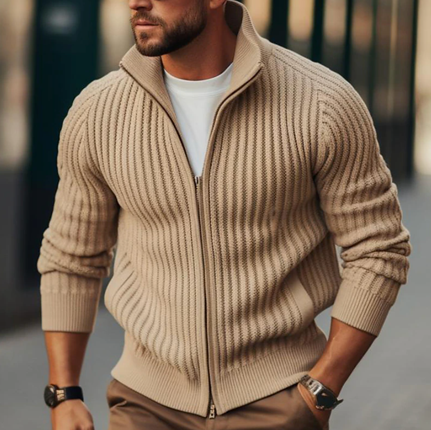 Leroy - Stilvoller Wollpullover mit Reißverschluss für Herren