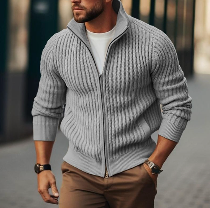 Leroy - Stilvoller Wollpullover mit Reißverschluss für Herren