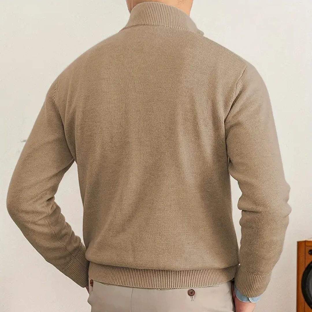 Olivier - Baumwollpullover mit halbem Reißverschluss