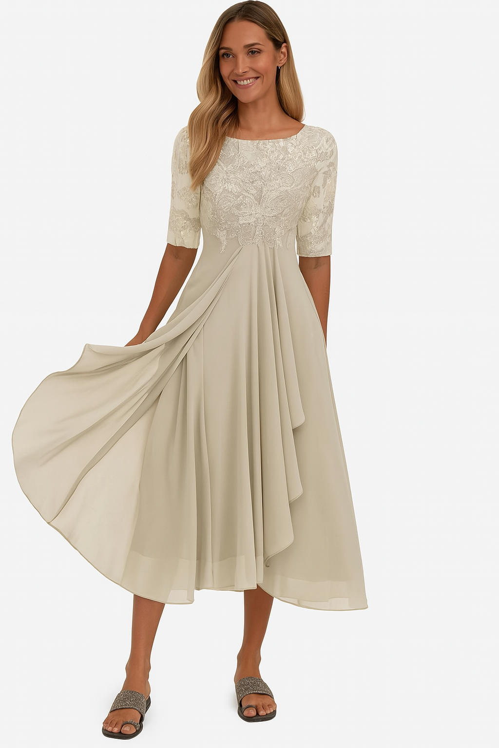 Ximena - Elegantes Damen-Spitzenkleid Knielang